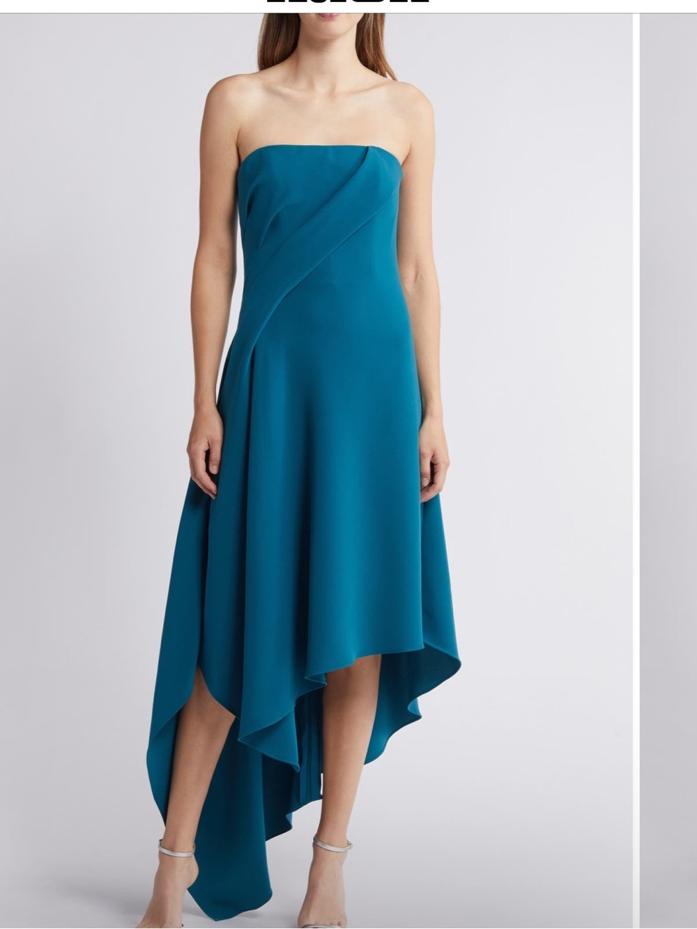 Amsale Asymmetric Strapless cocktail Dress size 14